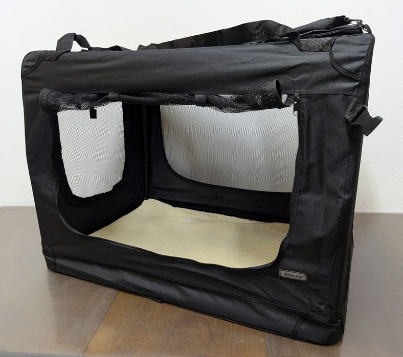 Lionto Składana Torba Transportowa Transporter dla Psa Kota z Tkaniny XXL 61x90x65cm Czarna - NOWA