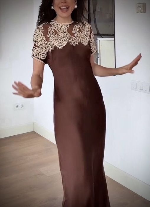 S 36 Zara satynowana sukienka zara z koronką limited edition nowa