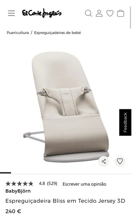 Babybjorn Espreguiçadeira Bliss rosa claro 3D