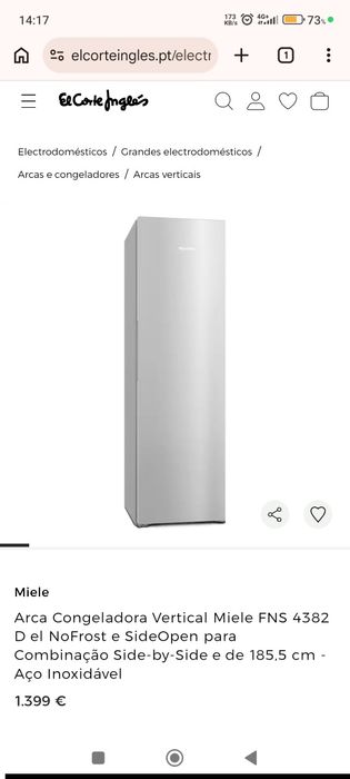 Arca congeladora Miele em inox