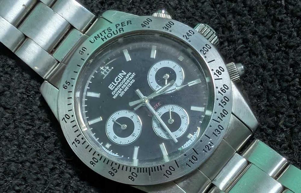 Мужские часы ELGIN FK-1059-D Chronograph рабочие .оригинал .редкость