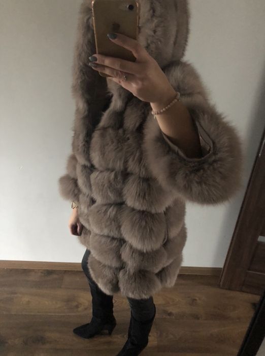 Futro i kamizelka w jednym kaptur futro lisa hit