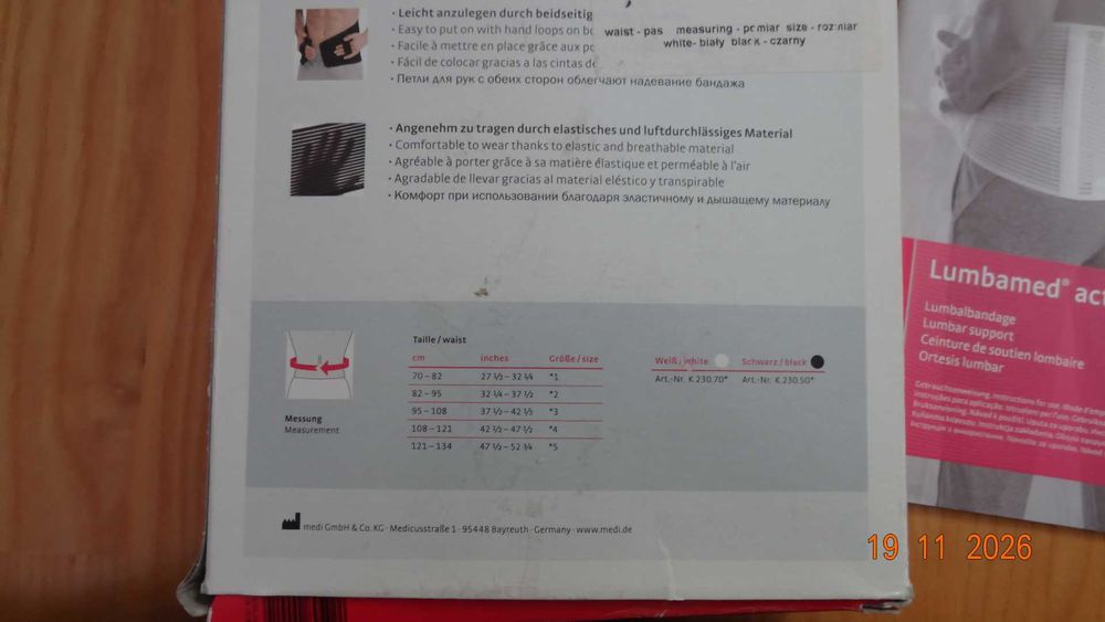 Pas lędźwiowo-krzyżowy Lumbamed   95-108 cm