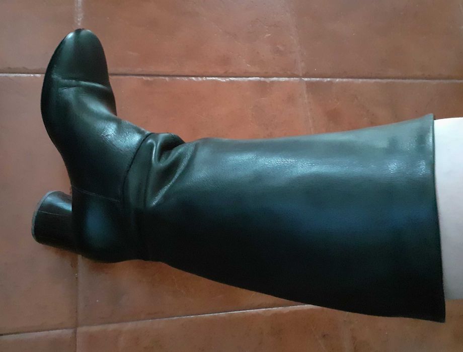 Botas cano alto pretas pele de salto grosso Mango 38