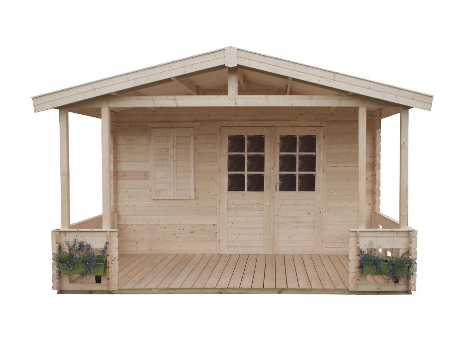 OD RĘKI Domek ogrodowy z tarasem drewniany 28mm, 6x4,1 podłoga weranda altana domek narzędziowy na działkę na ogród od producenta pergola ROD