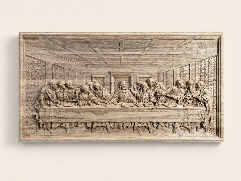 Ostatnia Wieczerza – drewniana płaskorzeźba z dębu 80 x 47 cm