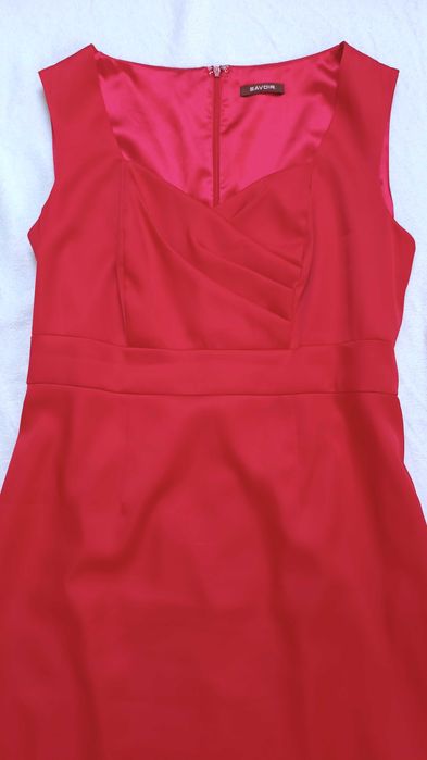 Elegancka midi sukienka na szerszych ramiączkach L XL wesele imprezę