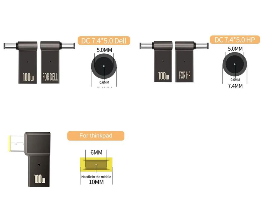 PD 100 Вт переходник usb type c to dc для ноутбука