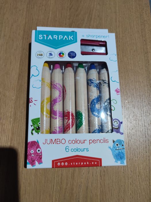 Kredki Starpak Jumbo NOWE grube + temperówka