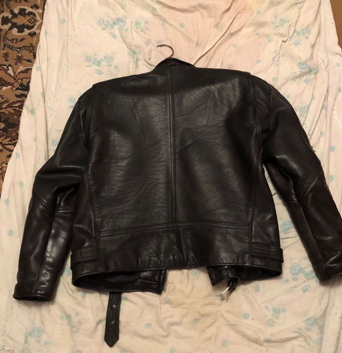 Кожная байкерская куртка XL