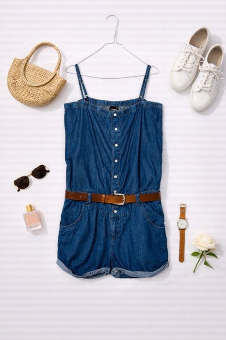 Niebieski kombinezon jeansowy na ramiączkach L 40