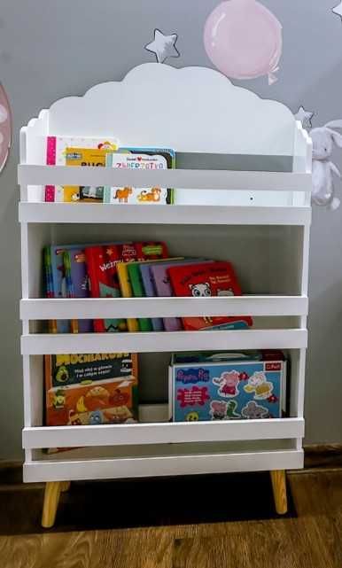 Półka na Zabawki Książeczki dla Dzieci 3 Poziomy Chmurka 100cm Biały