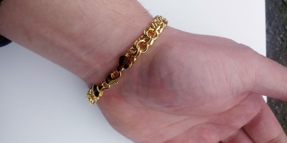 Bransoletka męska,galibardi ankier, pozłacana grawery na zapięciu,750