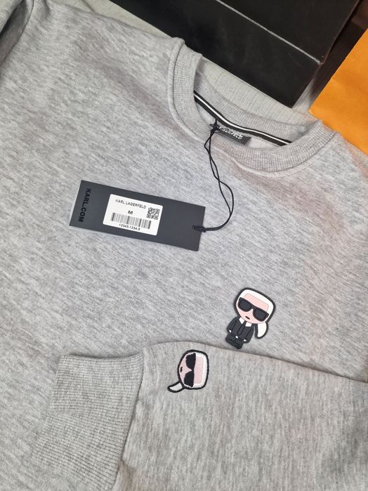 Męska bluza przez głowę Karl Lagerfeld mały znaczek szara premium M-XXXL