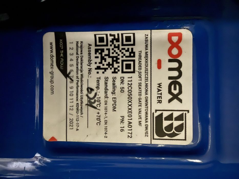 Zasuwa Miękouszczelniona DN50 PN16 DOMEX z Nawiertką DN90 - Nowa