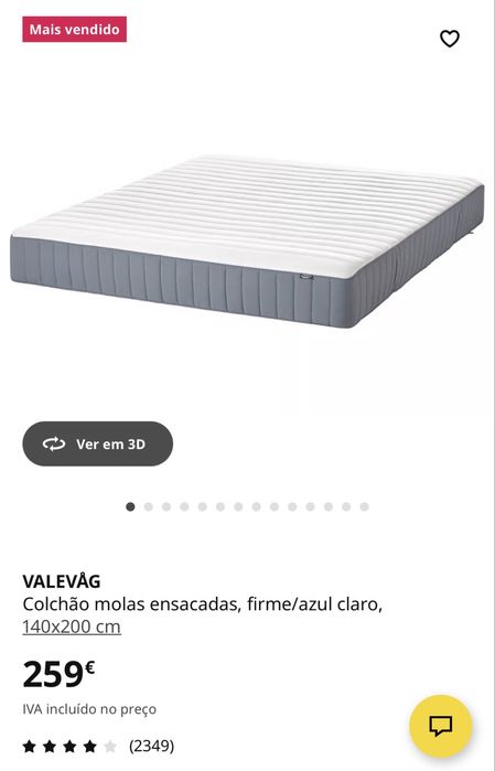 Cama casal Malm 140x200 cm com estrado e colchão