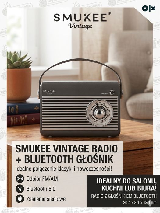 Radio  z glosnikem bluetooth smukee
