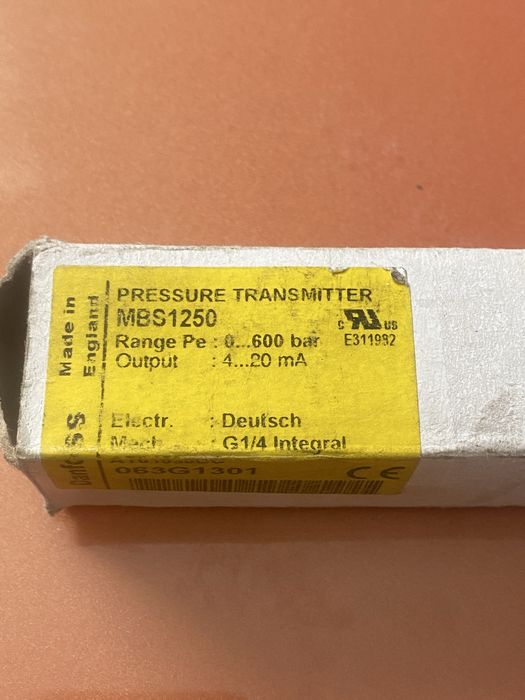 Przetwornik ciśnienia Danfoss 063G1301 – MBS 1250 – 0–600 bar – 4–20 mA