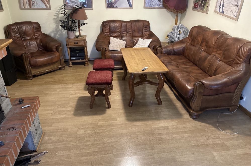 Kanapa brazowa  komplet