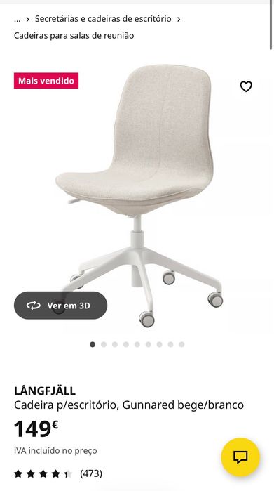 Cadeiras escritório ergonómicas Ikea