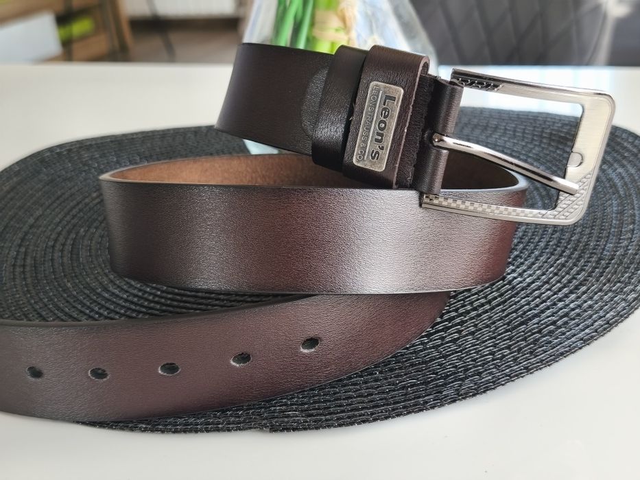Nowy męski pasek skórzany brąz