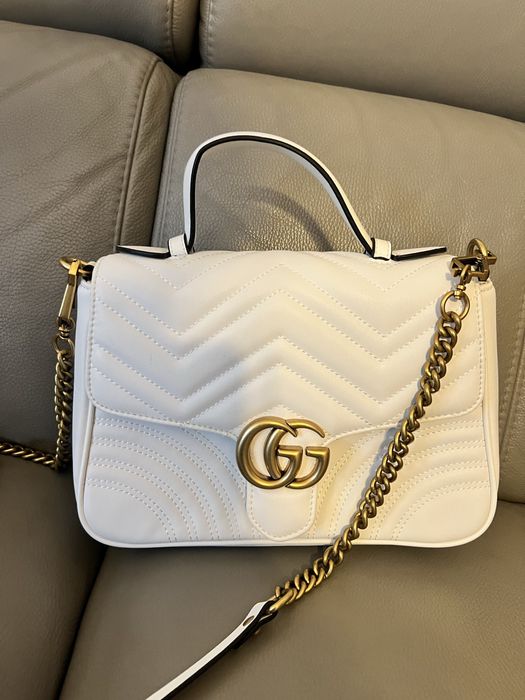 Gucci GG Marmont Small Top Handle Bag w kolorze białym