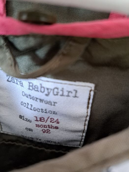 Zara kurtka wiosenna dziewczęca parka 86/92 khaki wiosna lato