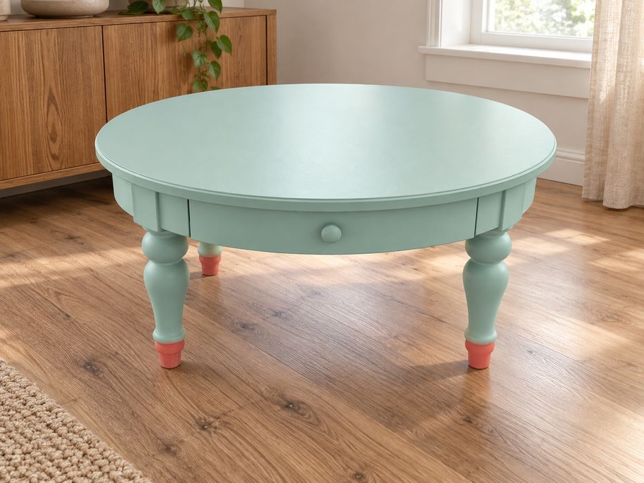 Mesa de centro IKEA ISALA redonda c/ gaveta – modelo descontinuado