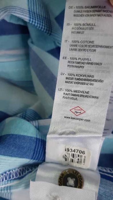 Тенниска синяя, бирюзовая клетка Lee Cooper