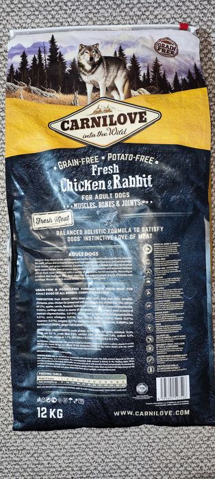 Carnilove Fresh Chicken & Rabbit курка та кролик для дорослих собак всіх порід 12кг +ПОДАРУНОК