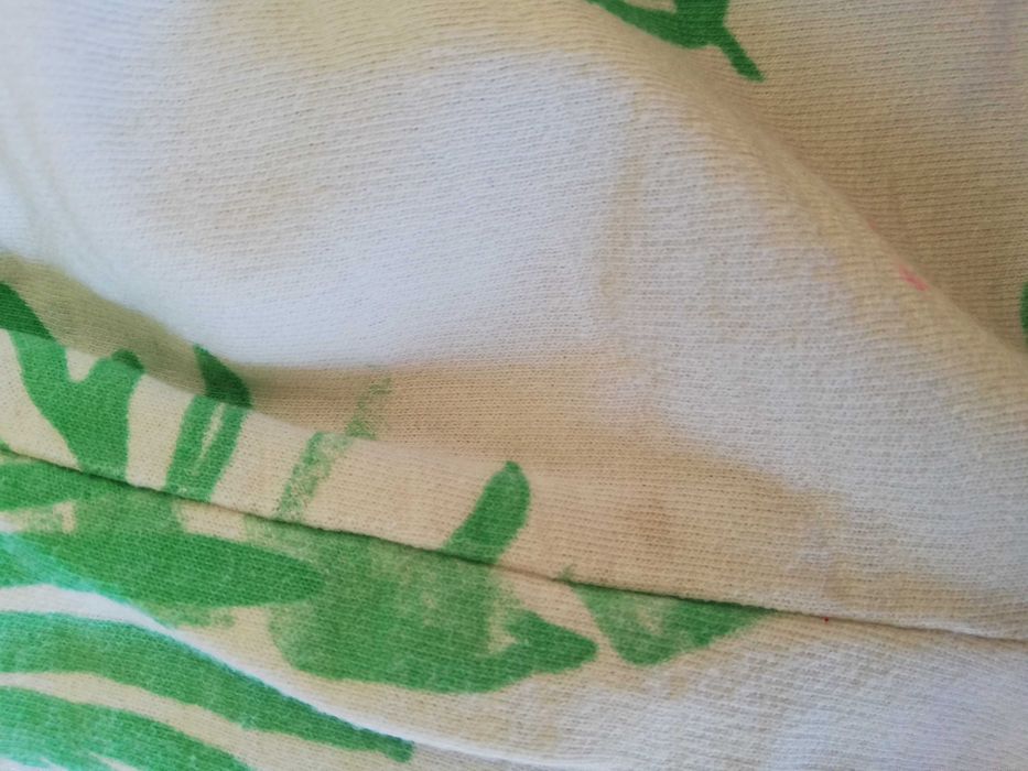 ZARA komplet biało zielony liście top + spodenki r. 86 cm 12-18m.
