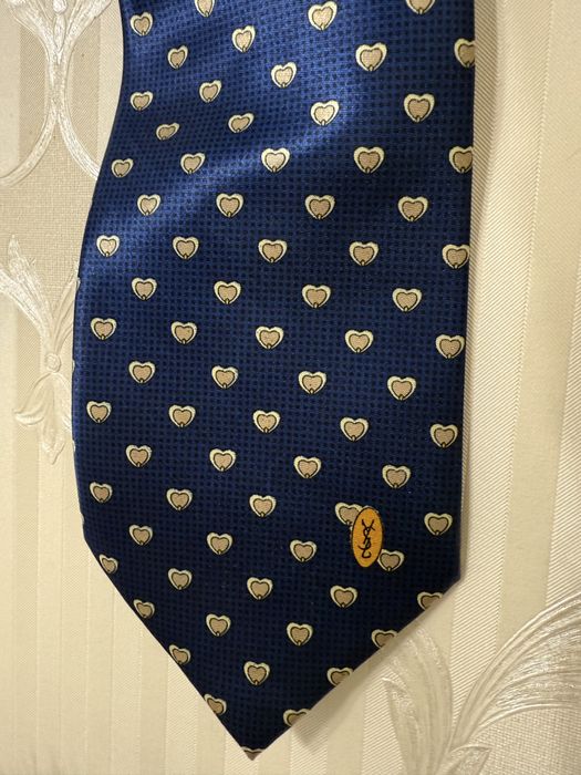 Краватка ysl yves saint laurent галстук жовто блакитний серце сердце