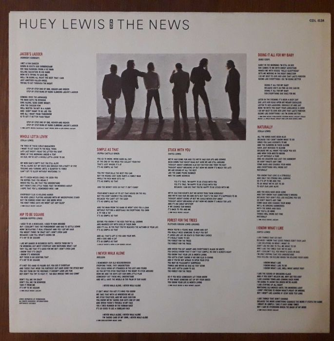 Huey Lewis & The News disco de vinil "Fore!"