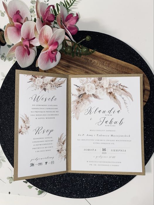 Ślubne Zaproszenie boho