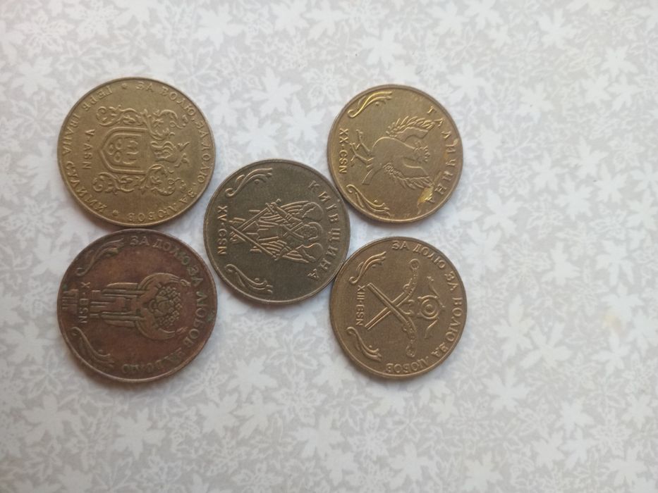 Гетьман  монетка 2000-2008,5 штук