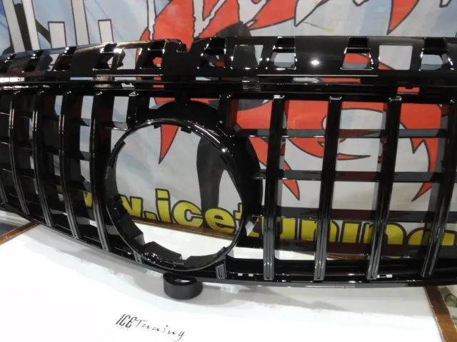 Grelha frontal com suporte de símbolo para Mercedes Classe A W176 2012-2015 GT-R / Panamericana LOOK preto brilhante em plástico ABs