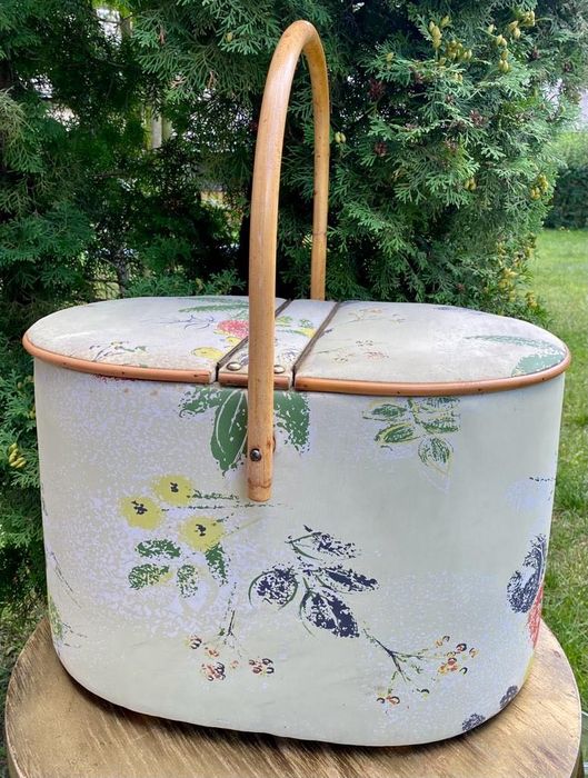 Kufer pojemnik skrzynka  vintage bambus