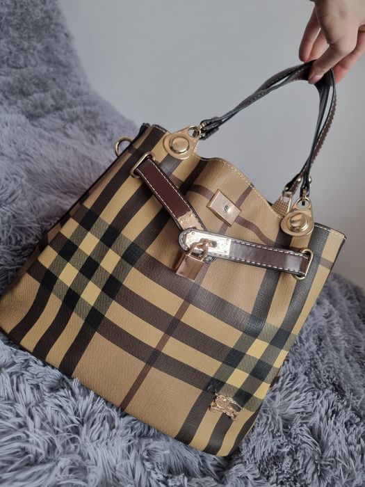 Torebka worek shopper kuferek vintage jak burberry of london kratka