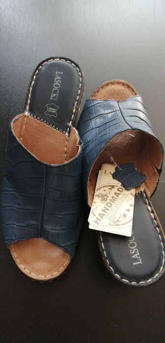 LASOCKI klapki skóra naturalna szyte ręcznie  r 39