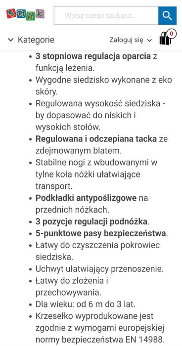 Krzesełko do karmienia YUMMY Kinderkraft