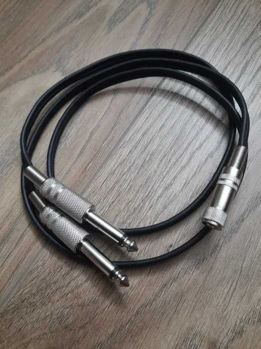 Аудио кабель 2 x jack 6,3 моно - гнездо 3,5 стерео