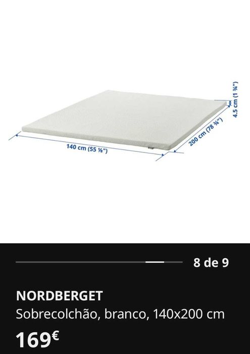 VENDE Sobre Colchão Nordberget IKEA NOVO 140x200cm
