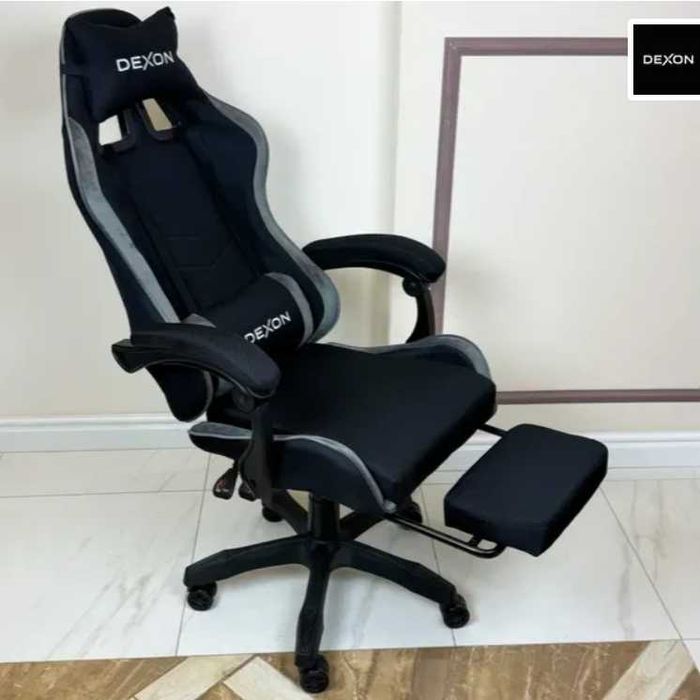 Крісло офісне ігрове DEXON тканина екошкіра підставка  геймерське