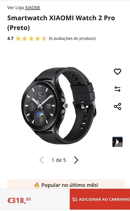 Xiaomi Watch 2 Pro 47MM Preto Semi-novo C/Garantia Aceito Retomas