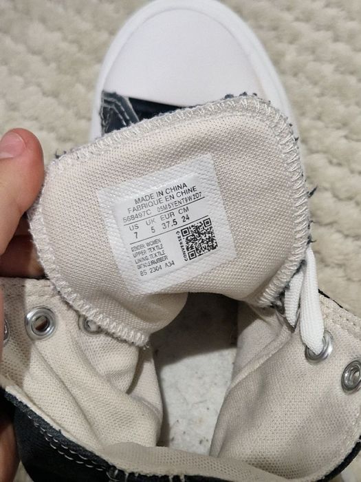 Высокие чёрные кеды конверсы converse platform 38 р 24 см