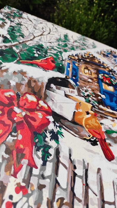 Нарисованная картина по номерам, покрыта лаком