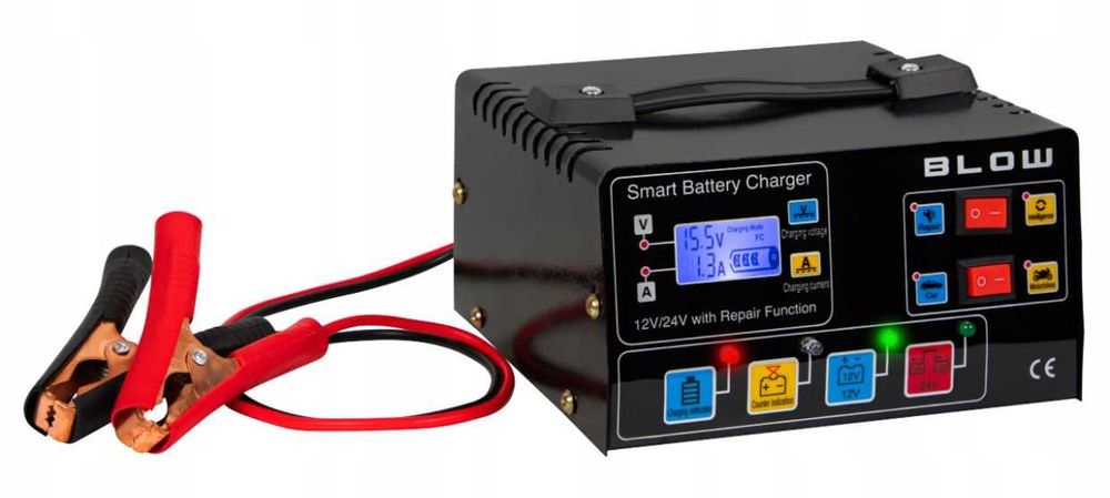 Prostownik Samochodowy Automatyczny Funkcja Napraw Akumulator 12V 24V
