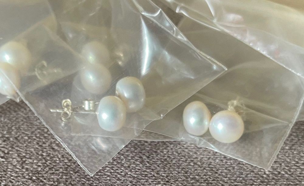Likwidacja - Kolczyki srebrne 925 z perłami słodkowodnymi 8 mm, nowe