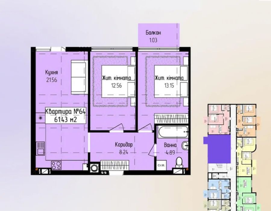 2-комнатная квартира по адресу Петефі Шандора пл. (площадь 61,4 м²) - Atlanta.ua - фото 13