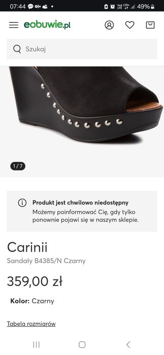 Sandały na koturnie Carinii NOWE